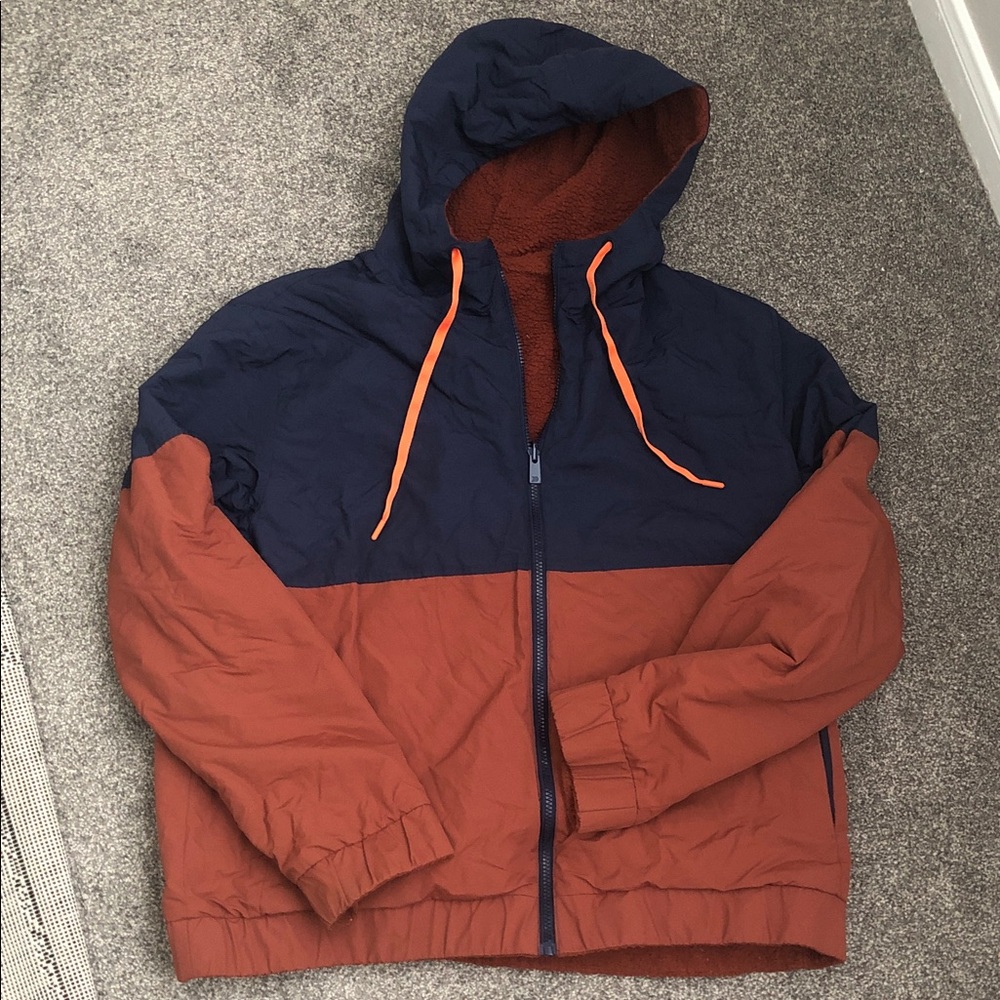 Men's Reversible Navy and Rust Windbreaker
